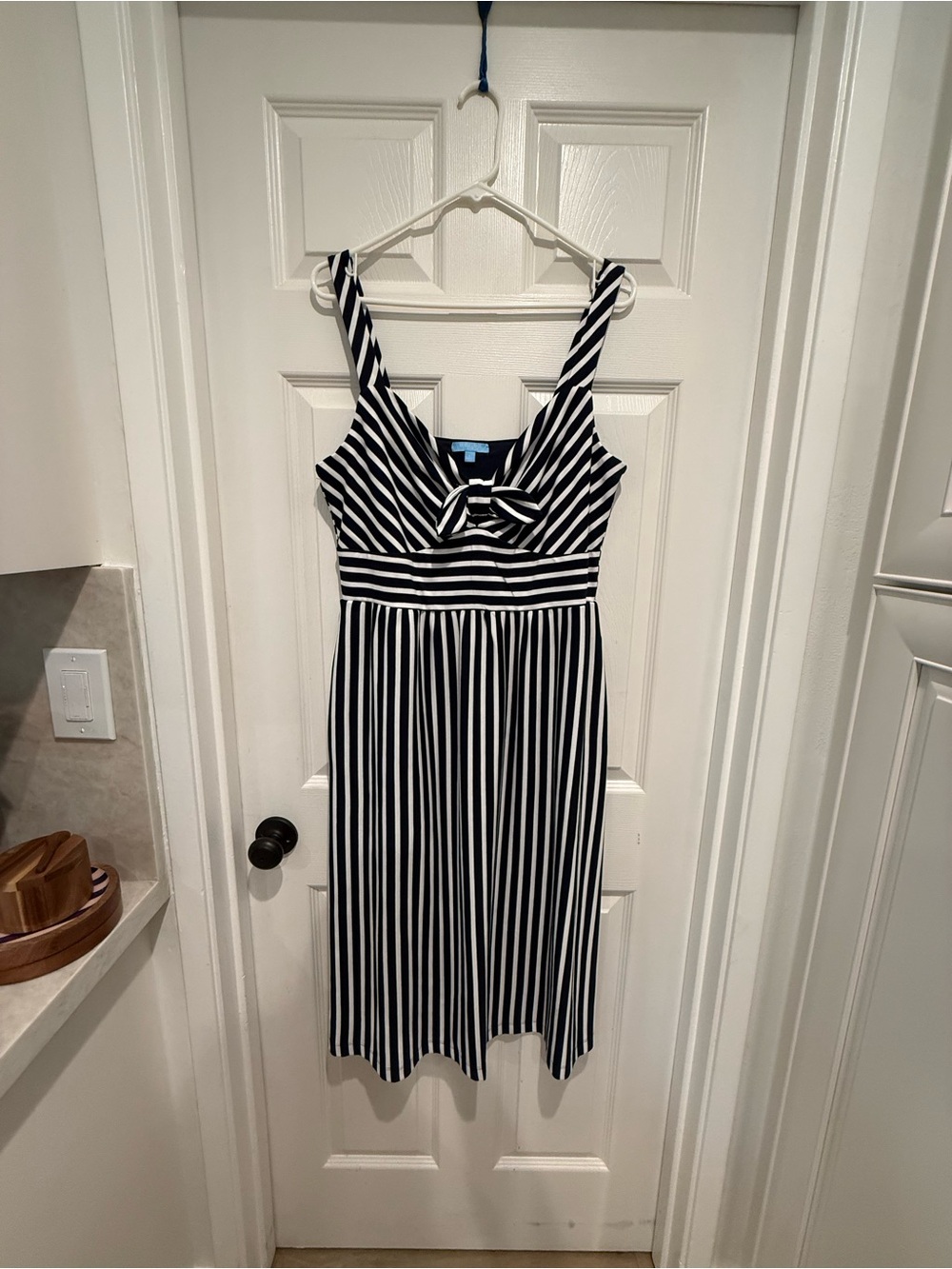 Navy & White Striped Sundress with Bow Detail
